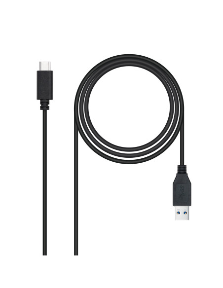Nanocable Cable USB 3.1, Gen2 10 Gbps 3A, tipo USB-C M-A M, Negro, 2 m