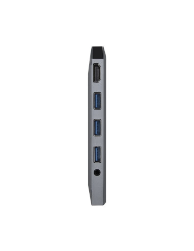 AISENS USB-C Dock 9 en 1, USB-C a 1x HDMI, 1xRJ45, 3x USB, 1x PD, 1x Audio, 1x SD, 1x Micro SD, Gris, 15 cm