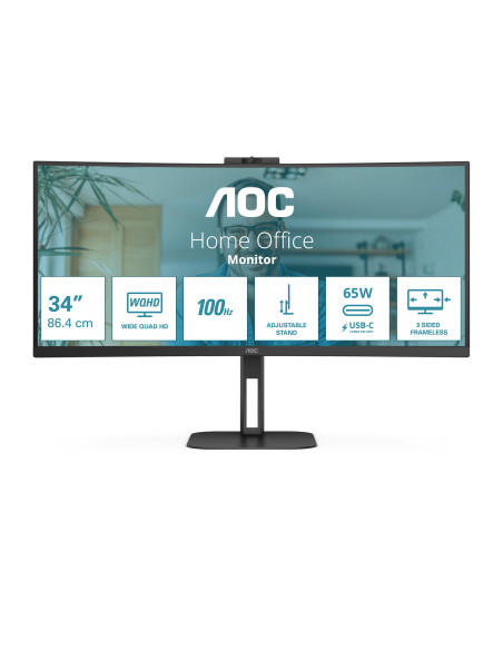 AOC V5 CU34V5C BK pantalla para PC 86,4 cm (34") 3440 x 1440 Pixeles Wide Quad HD LED Negro