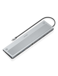 AISENS USB-C Dock 12 en 1, USB-C a 2xHDMI, 1xDisplayPort, 1xRJ45, 3xUSB-A, 1xUSB-C, 1xUSB-C PD, 1xSD, 1xMicro SD, 1xAudio, 2