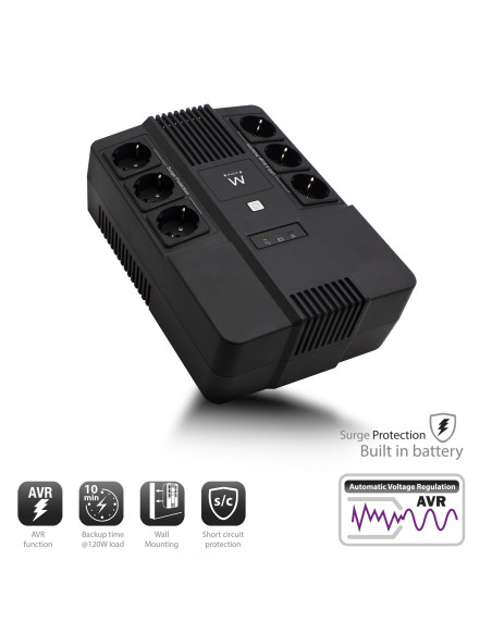 Ewent EW3945 sistema de alimentación ininterrumpida (UPS) Línea interactiva 0,6 kVA 360 W 1 salidas AC