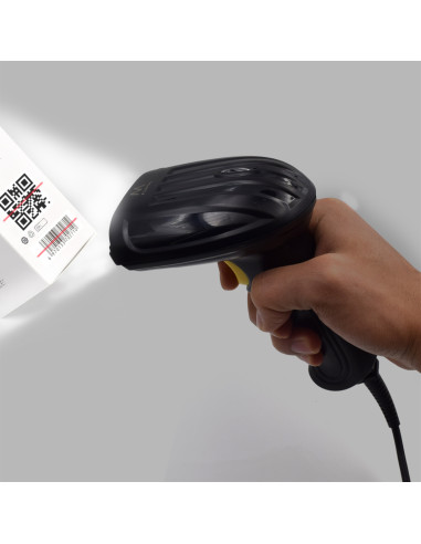 Ewent EW3410 lector de código de barras Lector de códigos de barras portátil 1D 2D LED Negro