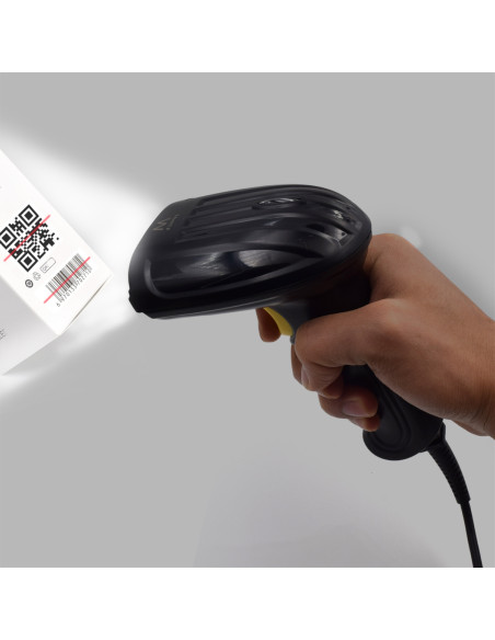 Ewent EW3410 lector de código de barras Lector de códigos de barras portátil 1D 2D LED Negro