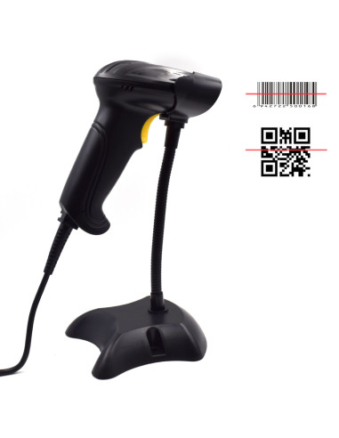 Ewent EW3410 lector de código de barras Lector de códigos de barras portátil 1D 2D LED Negro