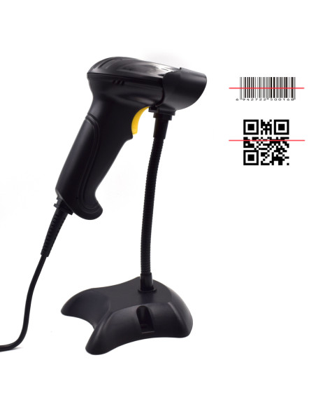 Ewent EW3410 lector de código de barras Lector de códigos de barras portátil 1D 2D LED Negro