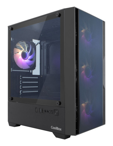 CoolBox Gaming caja MATX GM220 fusion negra mesh USB-C 3.2 gen1 sin fte+ 4 vent. ARGB