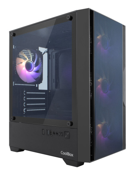 CoolBox Gaming caja MATX GM220 fusion negra mesh USB-C 3.2 gen1 sin fte+ 4 vent. ARGB