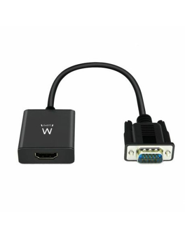 Ewent EW9866 adaptador de cable de vídeo 0,202 m VGA (D-Sub) HDMI + 3.5mm Negro