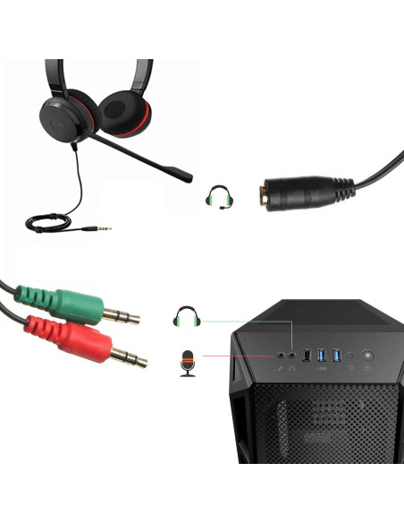 Ewent EC1642 cable de audio 0,15 m 3,5mm 2 x 3.5mm Negro, Verde, Rojo