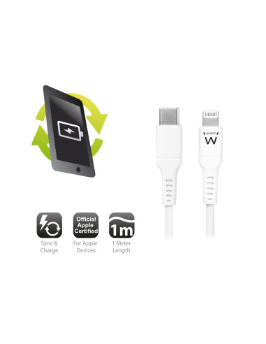 Ewent EW9915 cable de conector Lightning 1 m Blanco