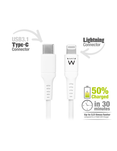 Ewent EW9915 cable de conector Lightning 1 m Blanco