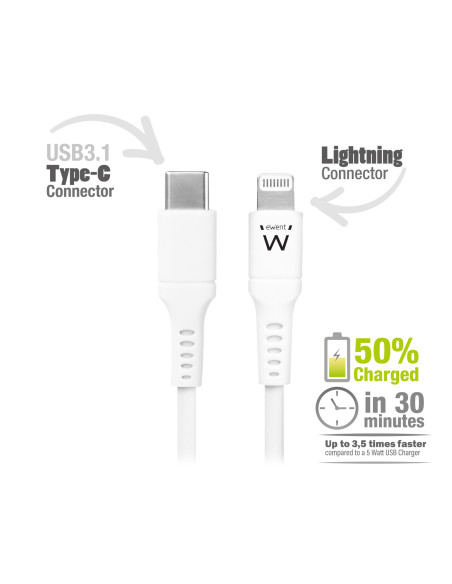 Ewent EW9915 cable de conector Lightning 1 m Blanco