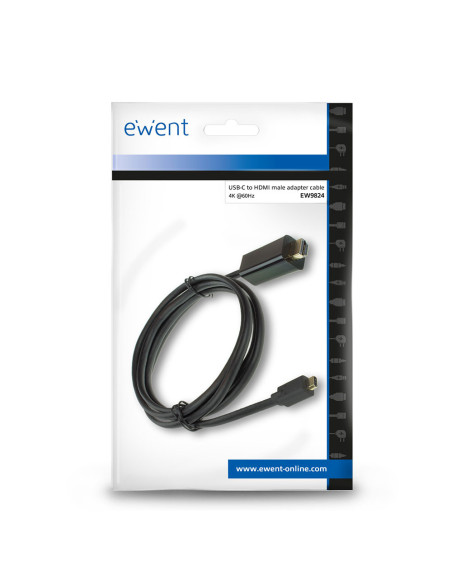 Ewent EW9824 adaptador de cable de vídeo 2 m USB Tipo C HDMI tipo A (Estándar) Negro