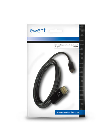 Ewent EW9826 adaptador de cable de vídeo 2 m USB Tipo C DisplayPort Negro