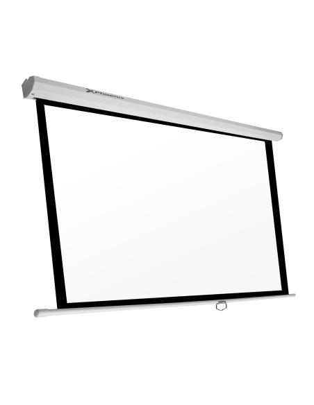 Pantalla manual phoenix videoproyector pared y techo posicion ajustable carcasa blanca tela super resistente PHPANTALLA200/150