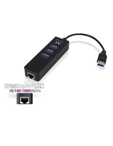 Ewent EW1140 base para portátil y replicador de puertos USB 3.2 Gen 1 (3.1 Gen 1) Type-A Negro