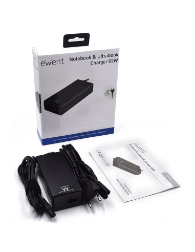 Ewent EW3883 adaptador e inversor de corriente Interior 65 W Negro