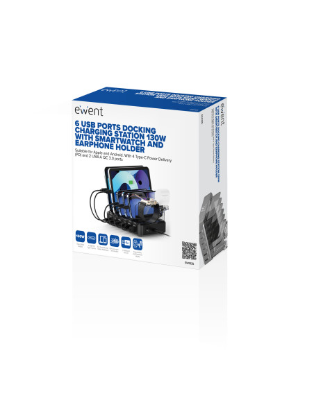 Ewent EW1335 cargador de dispositivo móvil Universal Negro Corriente alterna Carga rápida Interior