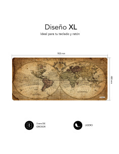 SUBBLIM Alfombrilla Ratón Vintage World XL Mouse Pad 900x400x3 2