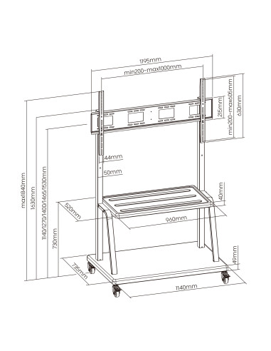 Ewent EW1541 soporte para pantalla de señalización 3,05 m (120") Negro