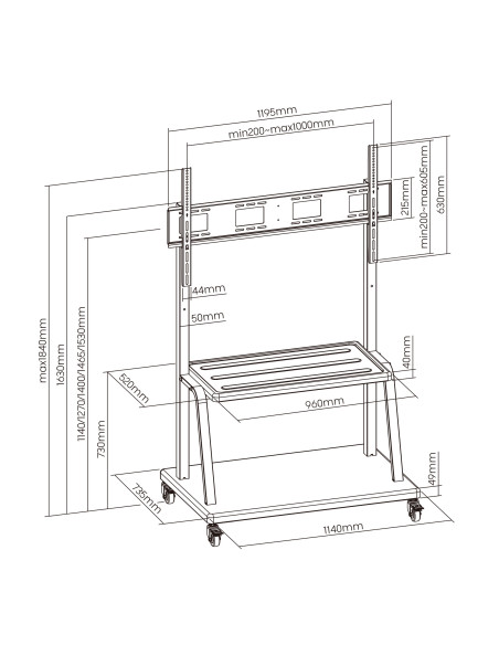 Ewent EW1541 soporte para pantalla de señalización 3,05 m (120") Negro