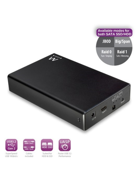 Ewent EW7077 caja para disco duro externo Carcasa de disco duro SSD Negro 2.5"