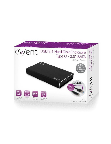Ewent EW7070 caja para disco duro externo Carcasa de disco duro SSD Negro 2.5"