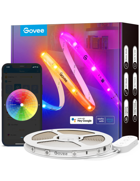 Govee RGBIC Wi-Fi + Bluetooth LED Strip Lights With Protective Coating Tira de luz inteligente Wi-Fi Bluetooth