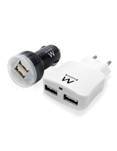 Ewent EW1206 cargador de dispositivo móvil Teléfono móvil, MP3, Tableta Negro, Blanco Corriente alterna, Encendedor de