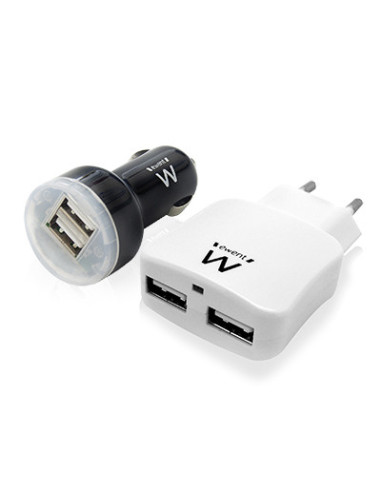 Ewent EW1206 cargador de dispositivo móvil Teléfono móvil, MP3, Tableta Negro, Blanco Corriente alterna, Encendedor de