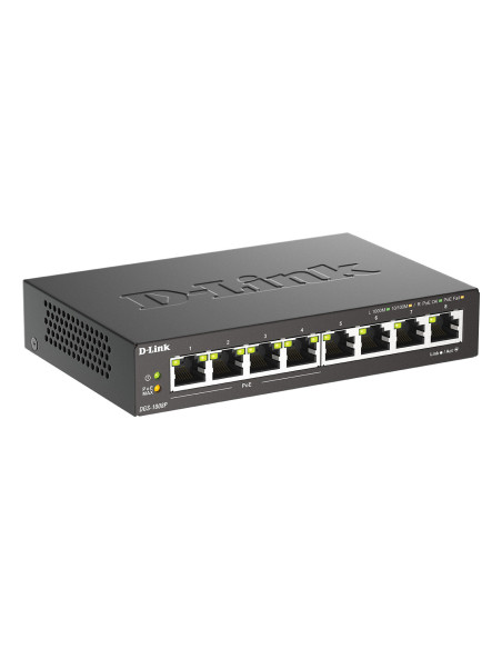 D-Link DGS-1008P E switch No administrado L2 Gigabit Ethernet (10 100 1000) Energía sobre Ethernet (PoE) Escritorio Negro