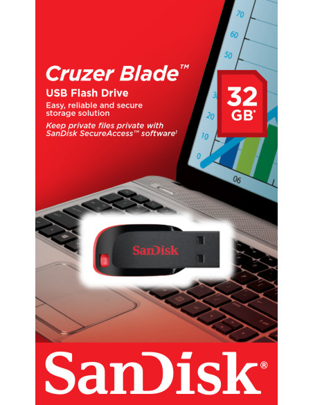 SanDisk Cruzer Blade unidad flash USB 32 GB USB tipo A 2.0 Negro, Rojo