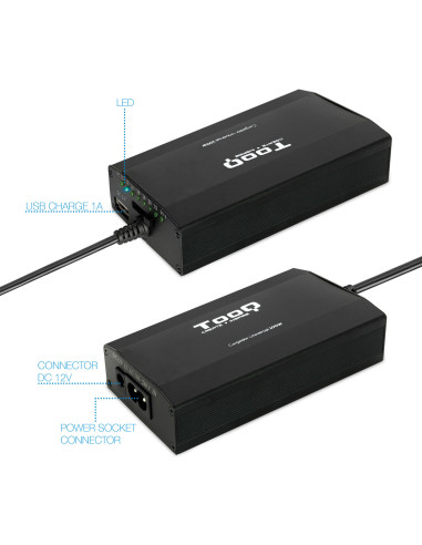 TooQ CARGADOR UNIVERSAL PORTATIL TQLC-100BS01M 100W 3 EN 1 USB