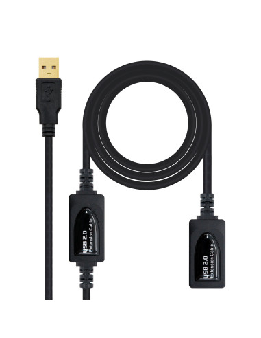 Nanocable CABLE USB 2.0 PROLONGADOR CON AMPLIFICADOR, TIPO A M-A H, 10 M