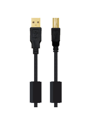 Nanocable CABLE USB 2.0 IMPRESORA HQ CON FERRITA, TIPO A M-B M, NEGRO, 5.0 M