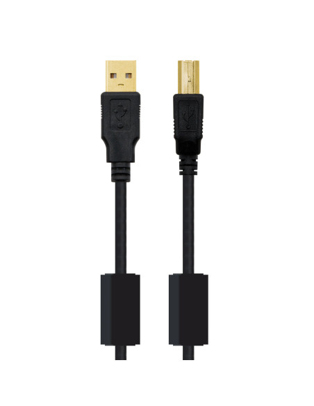Nanocable CABLE USB 2.0 IMPRESORA HQ CON FERRITA, TIPO A M-B M, NEGRO, 5.0 M