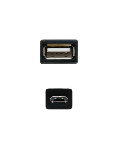 Nanocable CABLE USB 2.0 OTG, TIPO MICRO B M-A H, NEGRO, 15 CM