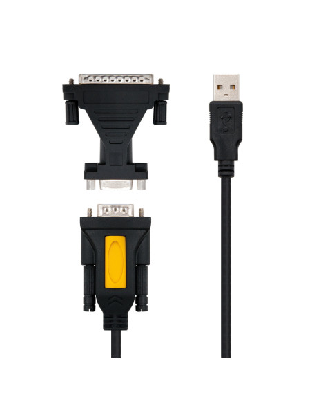 Nanocable CONVERTIDOR USB A SERIE, TIPO A M-RS232 DB9 M DB25 M, 1,8 M