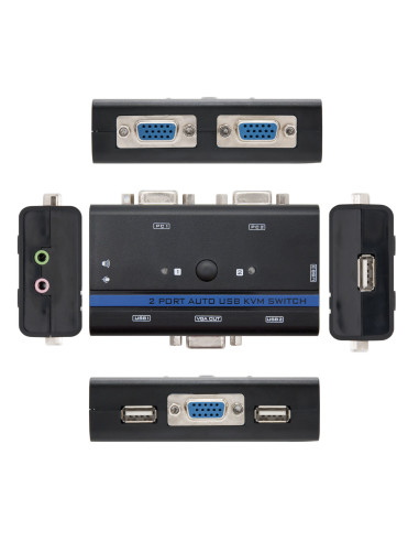 Nanocable KVM SWITCH VGA USB 1U-2PC+CABLE