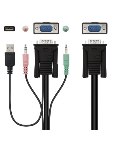 Nanocable KVM SWITCH VGA USB 1U-2PC+CABLE