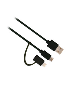 Ewent EW9909 cable USB USB 2.0 1 m USB A Micro-USB B Lightning Negro