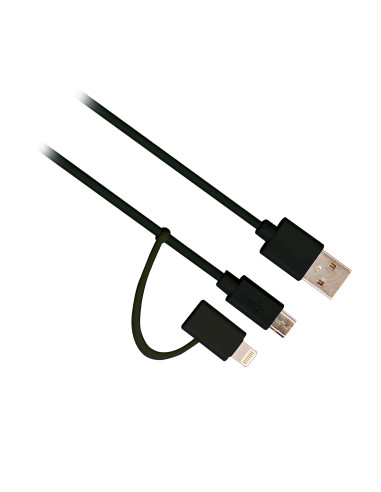 Ewent EW9909 cable USB USB 2.0 1 m USB A Micro-USB B Lightning Negro