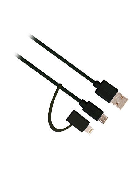 Ewent EW9909 cable USB USB 2.0 1 m USB A Micro-USB B Lightning Negro