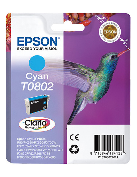 Epson Hummingbird Cartucho T0802 cian