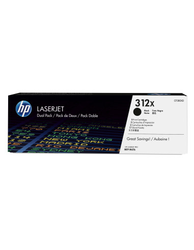 HP Pack de ahorro de 2 cartuchos de tóner original LaserJet 312X de alta capacidad negro