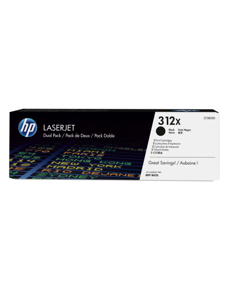 HP Pack de ahorro de 2 cartuchos de tóner original LaserJet 312X de alta capacidad negro
