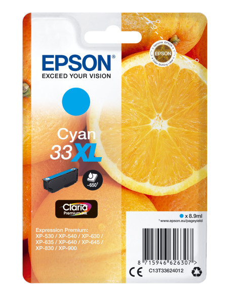 Epson Oranges Singlepack Cyan 33XL Claria Premium Ink