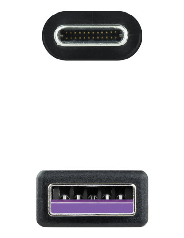 Nanocable USB 2.0, 0.5m cable USB 0,5 m USB C USB A Negro