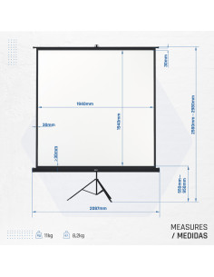iggual Pantalla Mural 200x200cm con Trípode 2