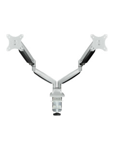 TooQ Soporte de Mesa Giratorio e Inclinable para 2 Pantallas (Monitor   TV Plasma   LCD   LED) 13” – 32”, de Dos Brazos, Plata